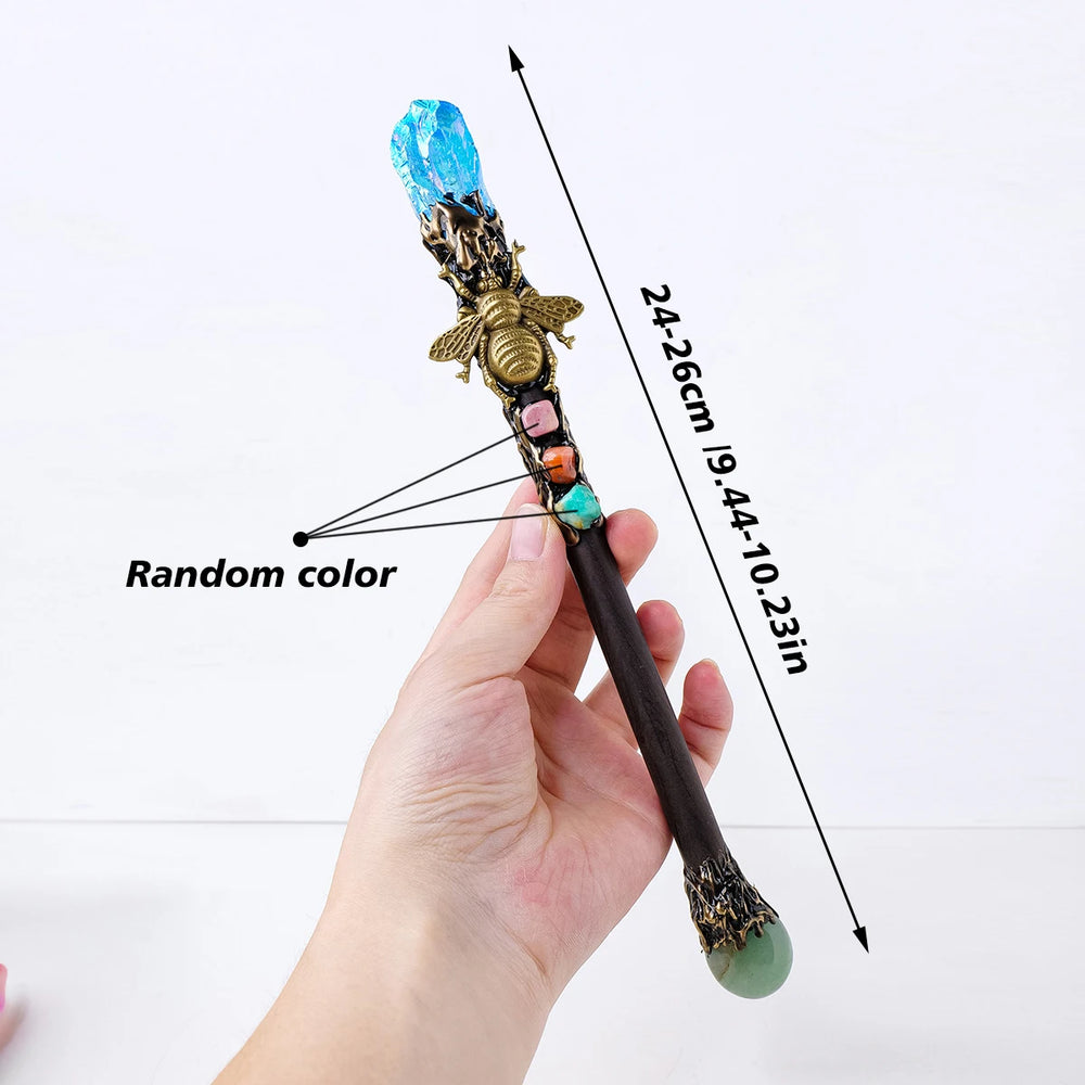 1PC Natural Stones Magic Wand Aura Rainbow Color Raw Stone Crystal Scepter Mica Fairy Wand Wizard Witch Accessories