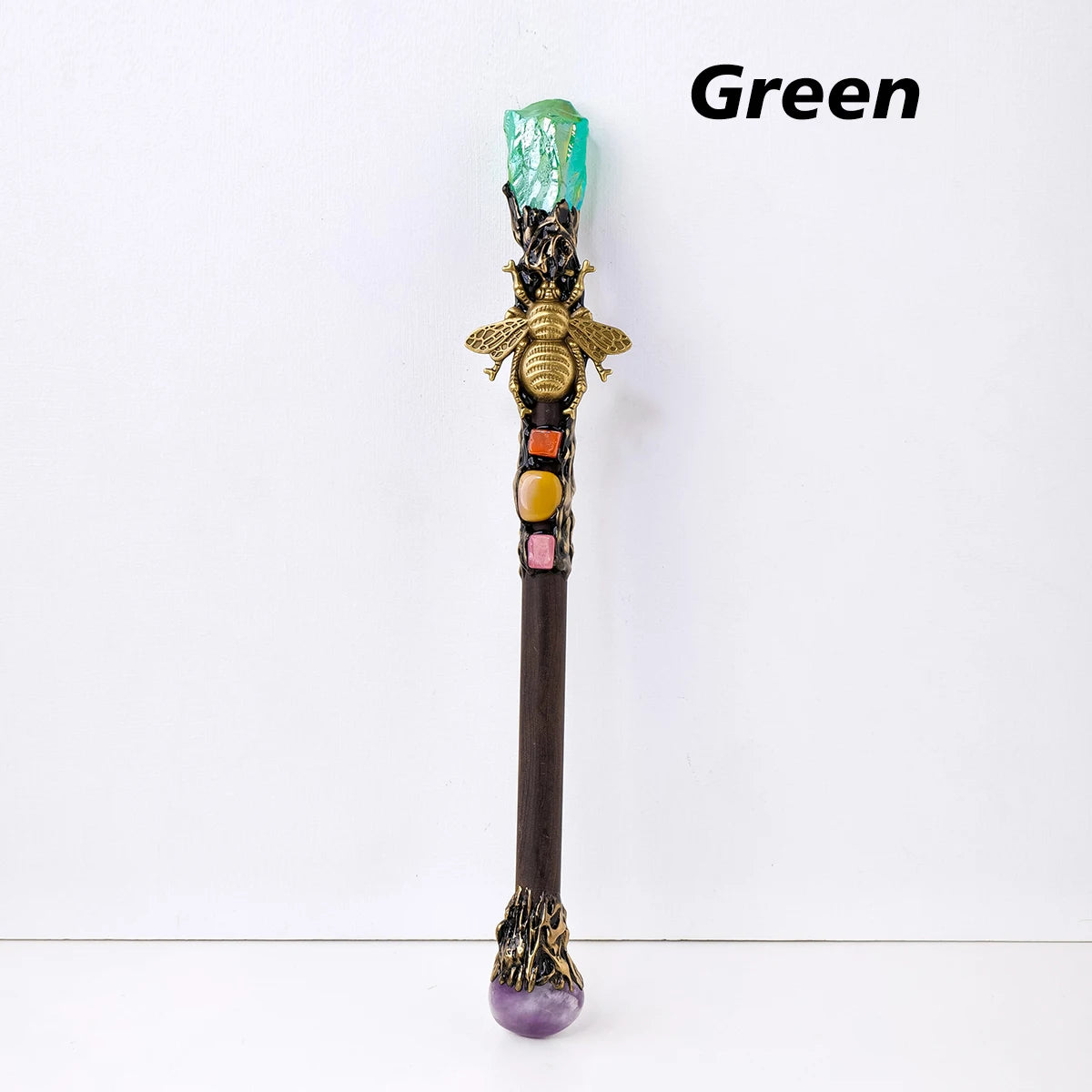 1PC Natural Stones Magic Wand Aura Rainbow Color Raw Stone Crystal Scepter Mica Fairy Wand Wizard Witch Accessories