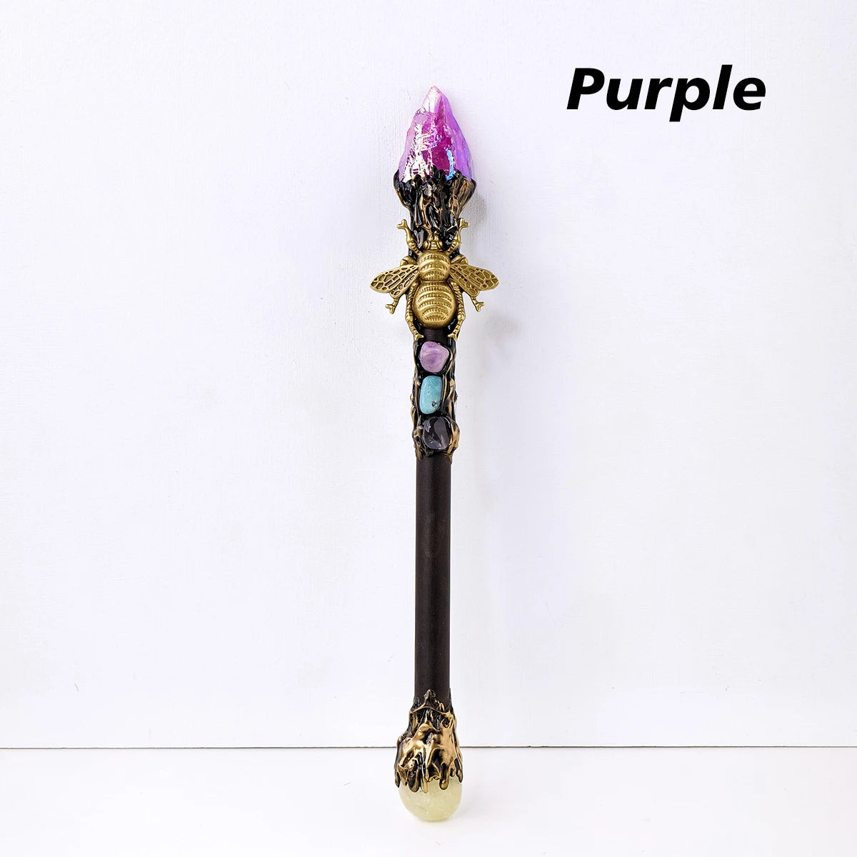 1PC Natural Stones Magic Wand Aura Rainbow Color Raw Stone Crystal Scepter Mica Fairy Wand Wizard Witch Accessories