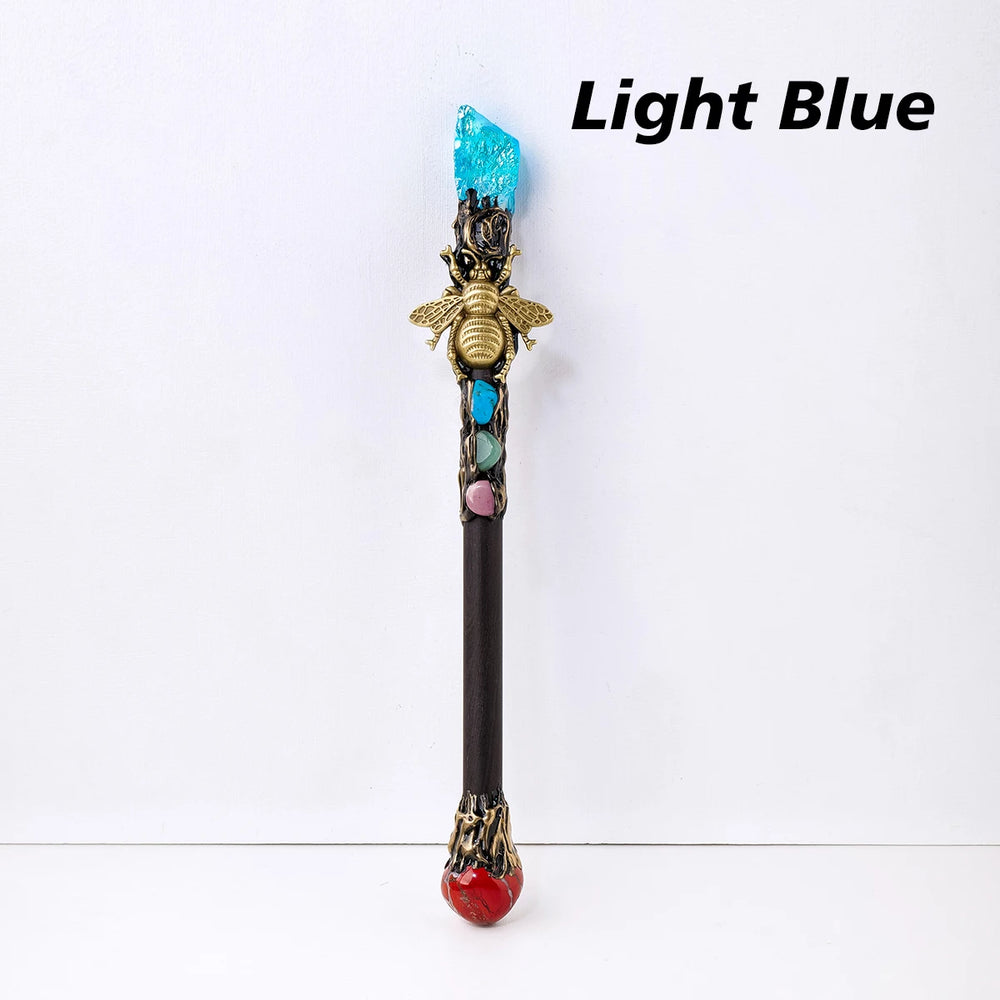 1PC Natural Stones Magic Wand Aura Rainbow Color Raw Stone Crystal Scepter Mica Fairy Wand Wizard Witch Accessories