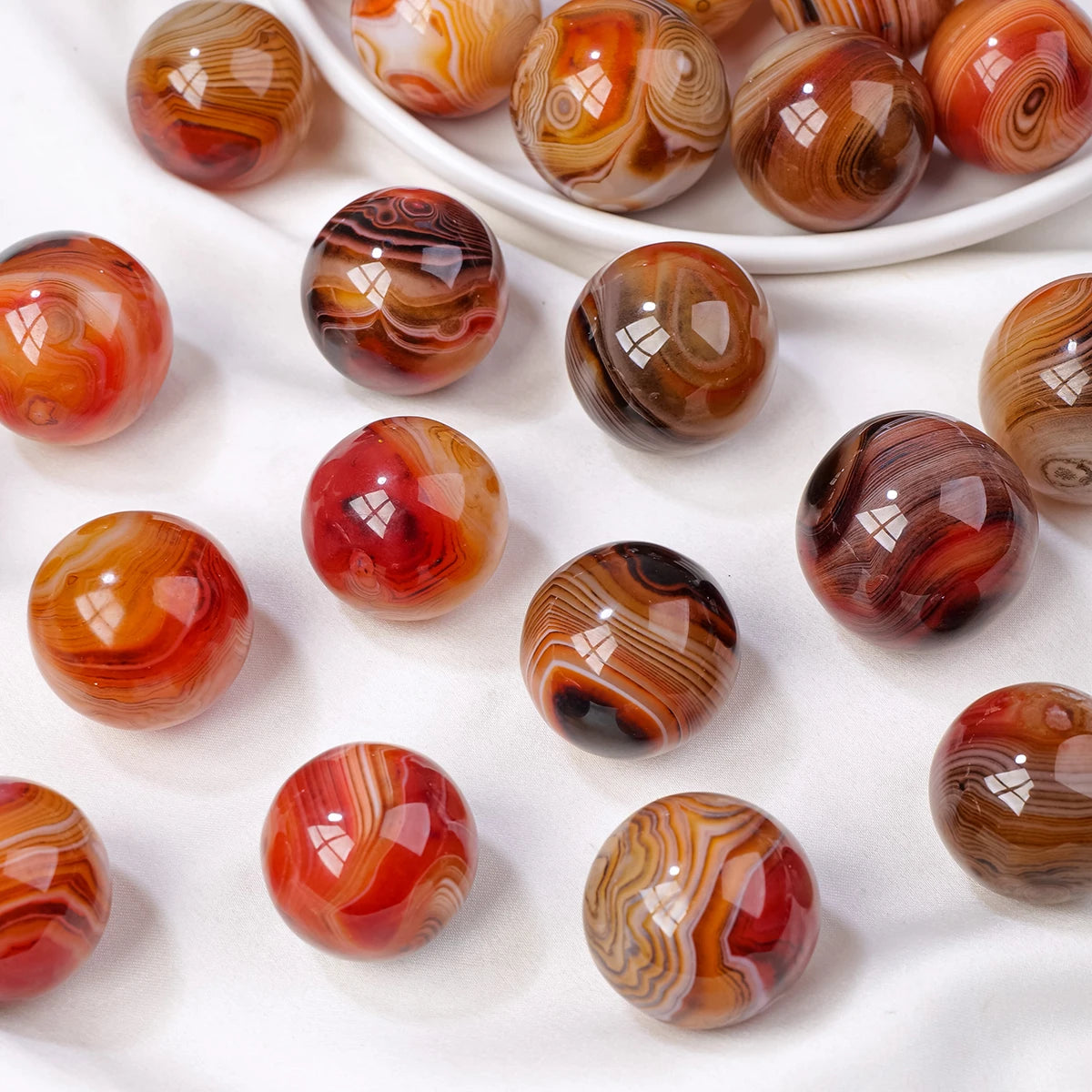 1PC Natural Stones Sardonyx Agate Crystal Sphere Strong Brown Red Banded Crystal Ball Mineral Collection Decoration