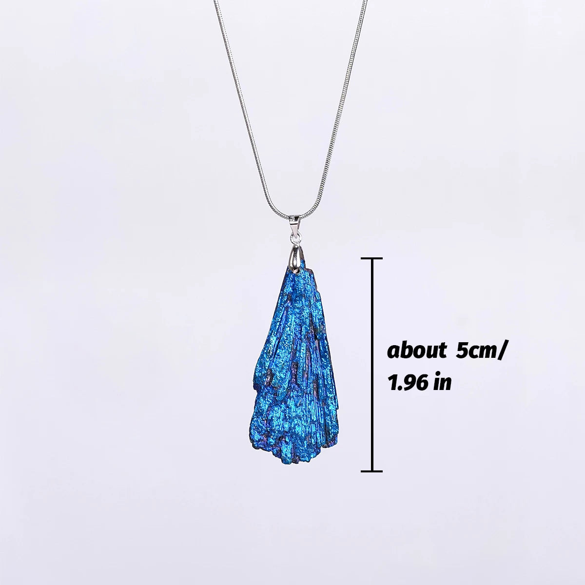 1PC Natural Stones Tourmaline Aura Blue Flame Irregular Feather Shape Healing Crystal Pendant Necklace for Women