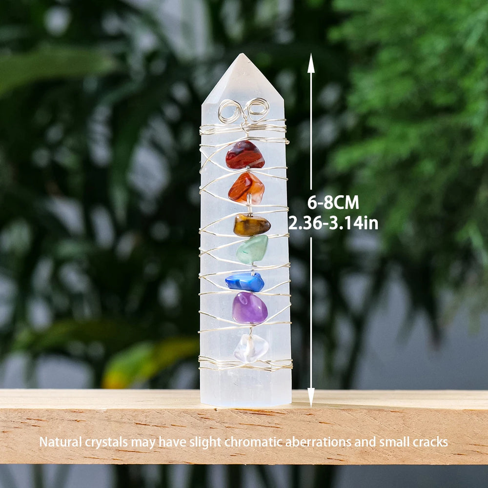 1PC Natural Stones White Selenite Crystal Magic Point Seven Chakra Healing Stone Home Decor Reiki Polished Crafts