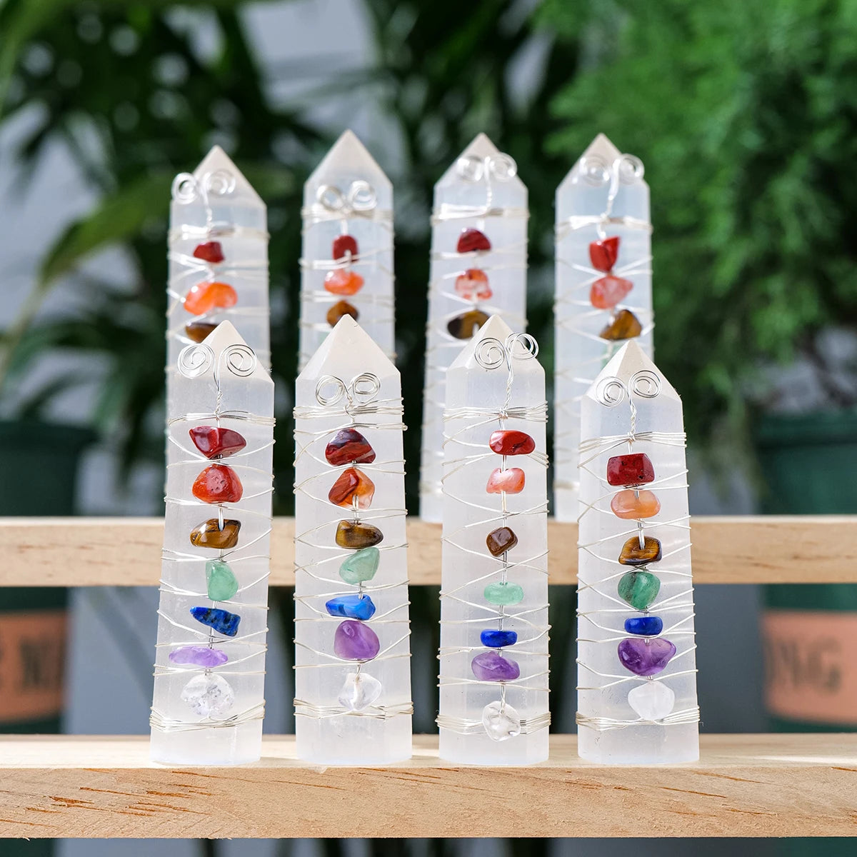 1PC Natural Stones White Selenite Crystal Magic Point Seven Chakra Healing Stone Home Decor Reiki Polished Crafts