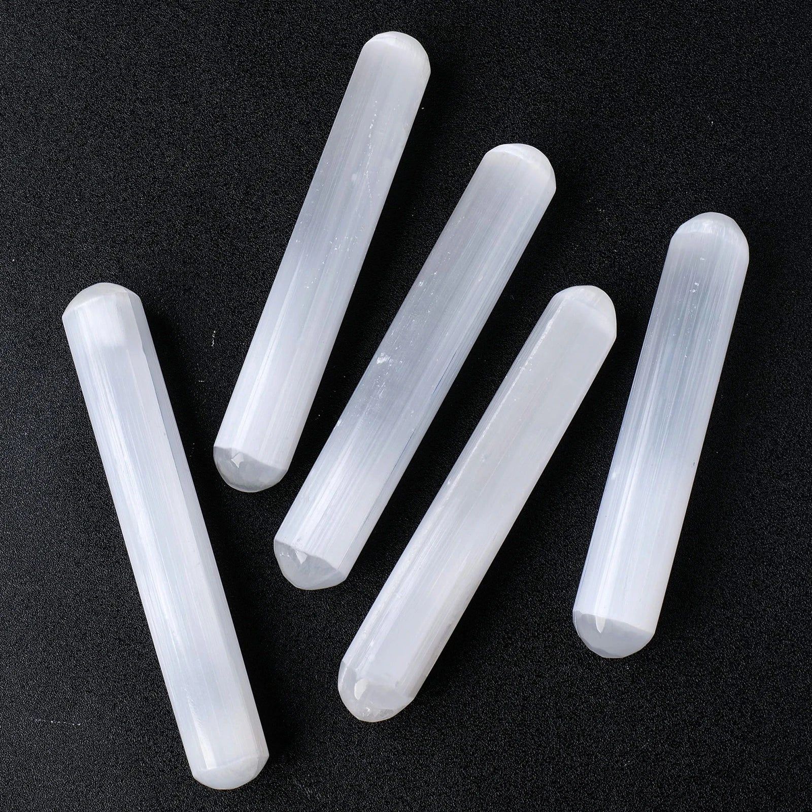 1PC Natural Stones White Selenite Massage Stick Crystal Wand Healing Gypsum Crystal Palm Stone Gifts