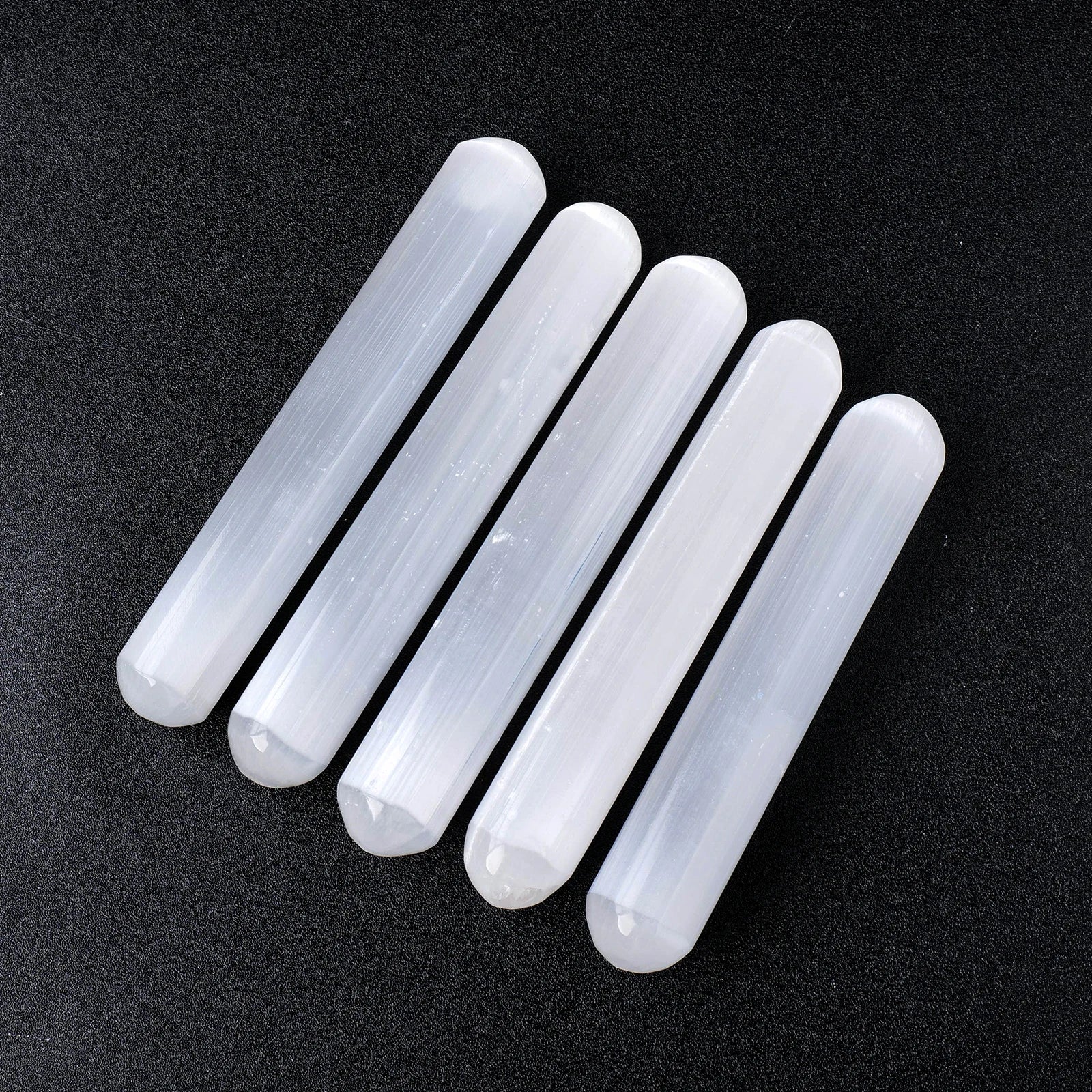 1PC Natural Stones White Selenite Massage Stick Crystal Wand Healing Gypsum Crystal Palm Stone Gifts