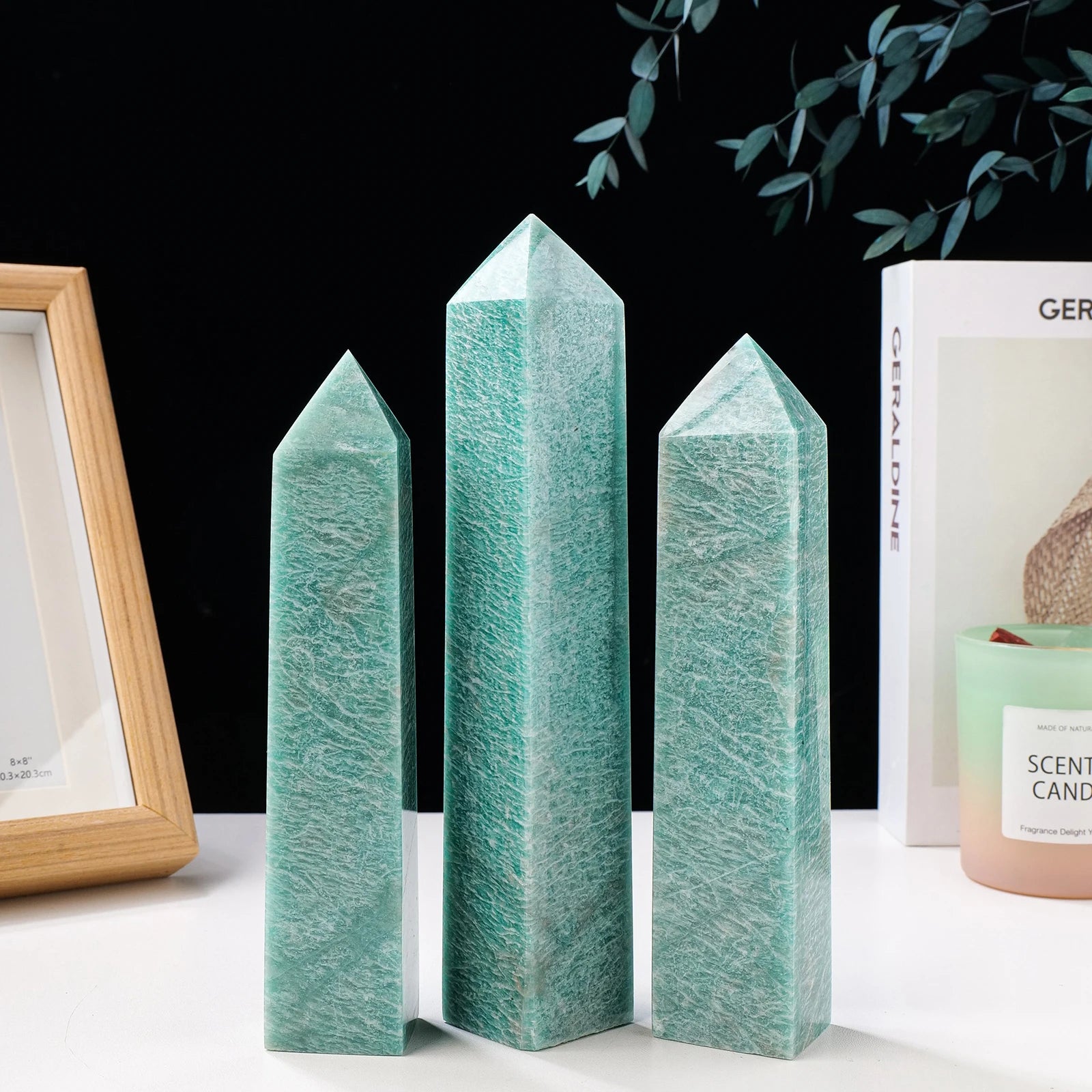 1PC Natural Tianhe Stone Obelisk Tower Four-Sided Point Amazonite Healing Crystal Home Decoration Gift