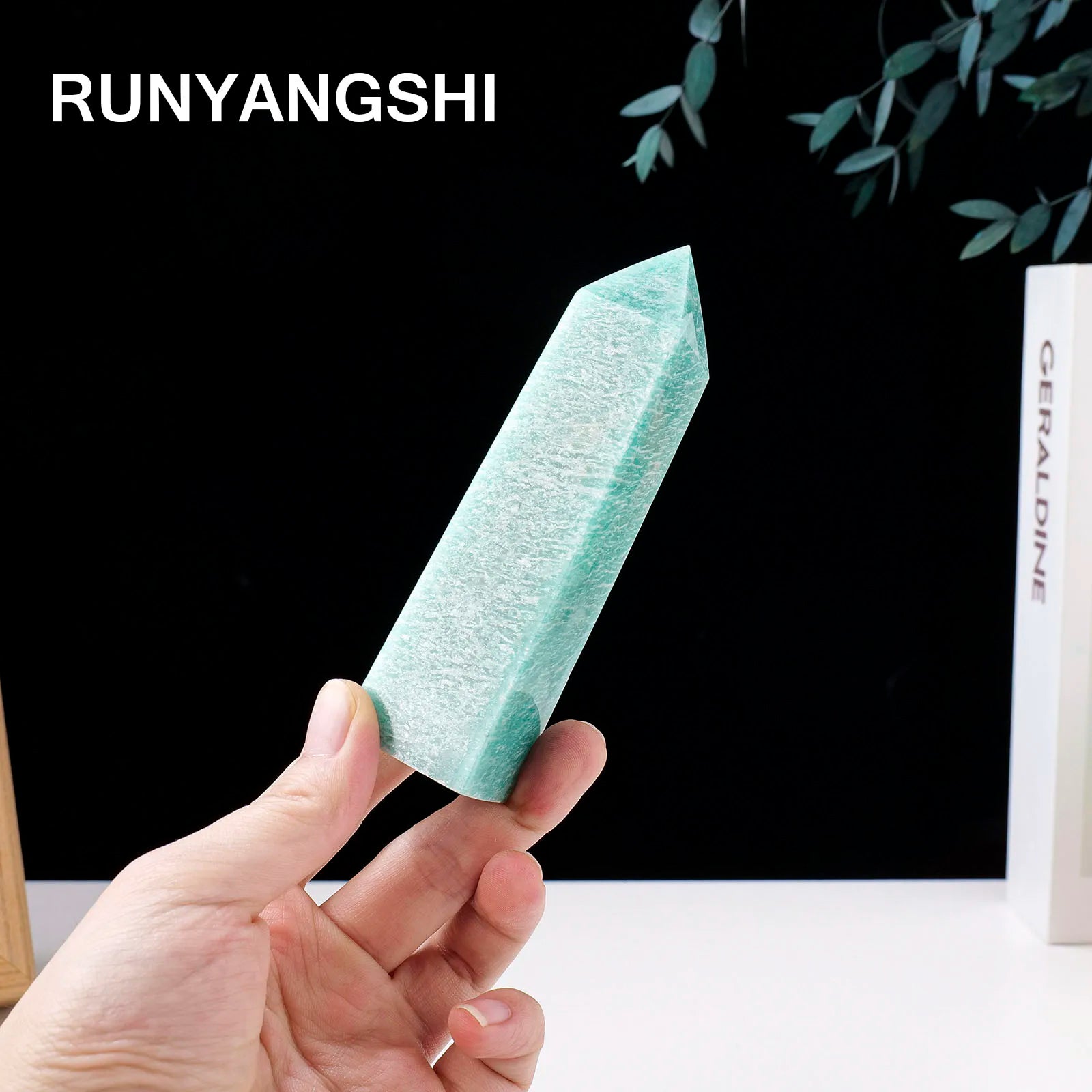 1PC Natural Tianhe Stone Obelisk Tower Four-Sided Point Amazonite Healing Crystal Home Decoration Gift