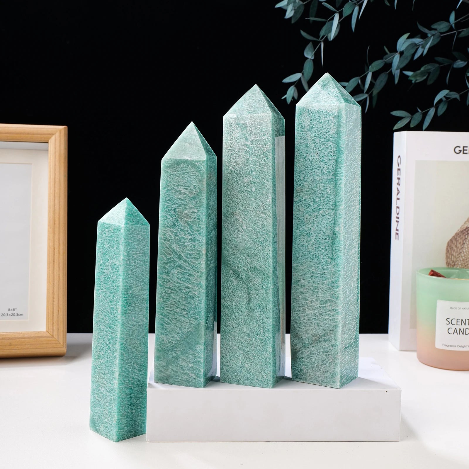 1PC Natural Tianhe Stone Obelisk Tower Four-Sided Point Amazonite Healing Crystal Home Decoration Gift