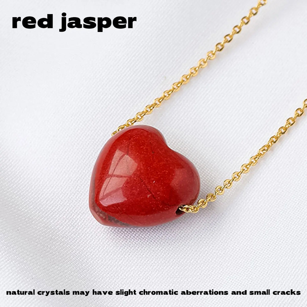 1PC Natural crystal Gemstone Heart Shape Pendant Love Shape Energy Necklace jewelry Reiki Beloved Female Mom Mother's Day