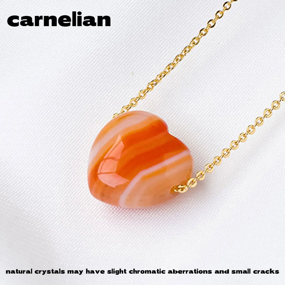 1PC Natural crystal Gemstone Heart Shape Pendant Love Shape Energy Necklace jewelry Reiki Beloved Female Mom Mother's Day