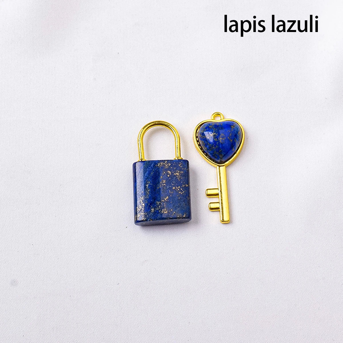 1PC Natural crystal Gemstone Lovers Lock Key Pendant Love Shape Energy Necklace jewelry Reiki Beloved Female Valentine's Day Gif