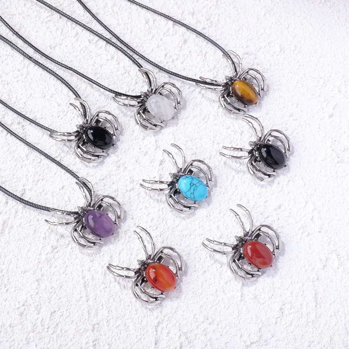 1PC Natural crystal Spider Necklace Pendant Jewelry Women Gifts Healing Crystals DIY Halloween Jewelry