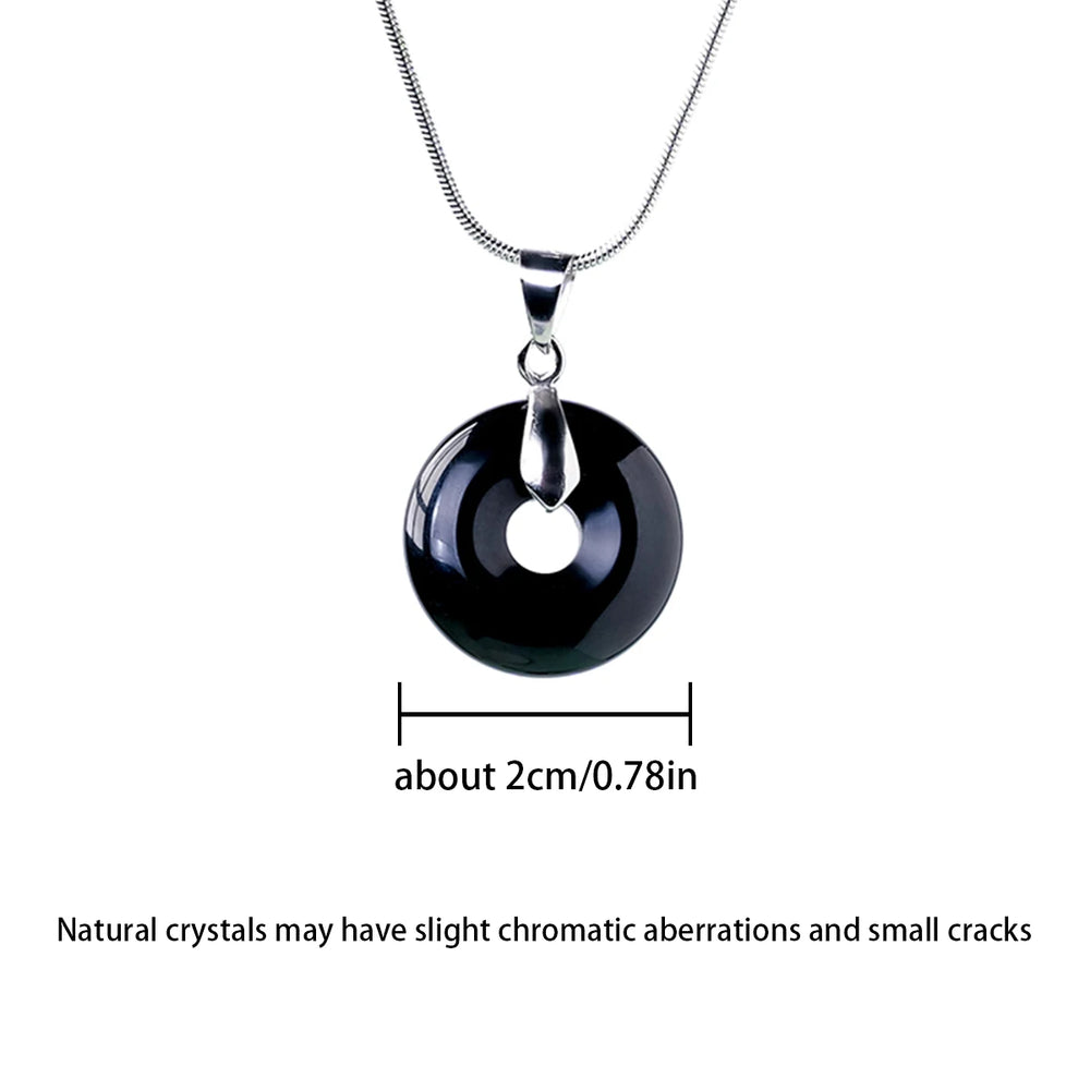 1PC Natural crystal donut Simple Round Big Hole Crystal Lucky Necklace Pendant Jewelry Women Gifts Healing Crystals DIY Jewelry