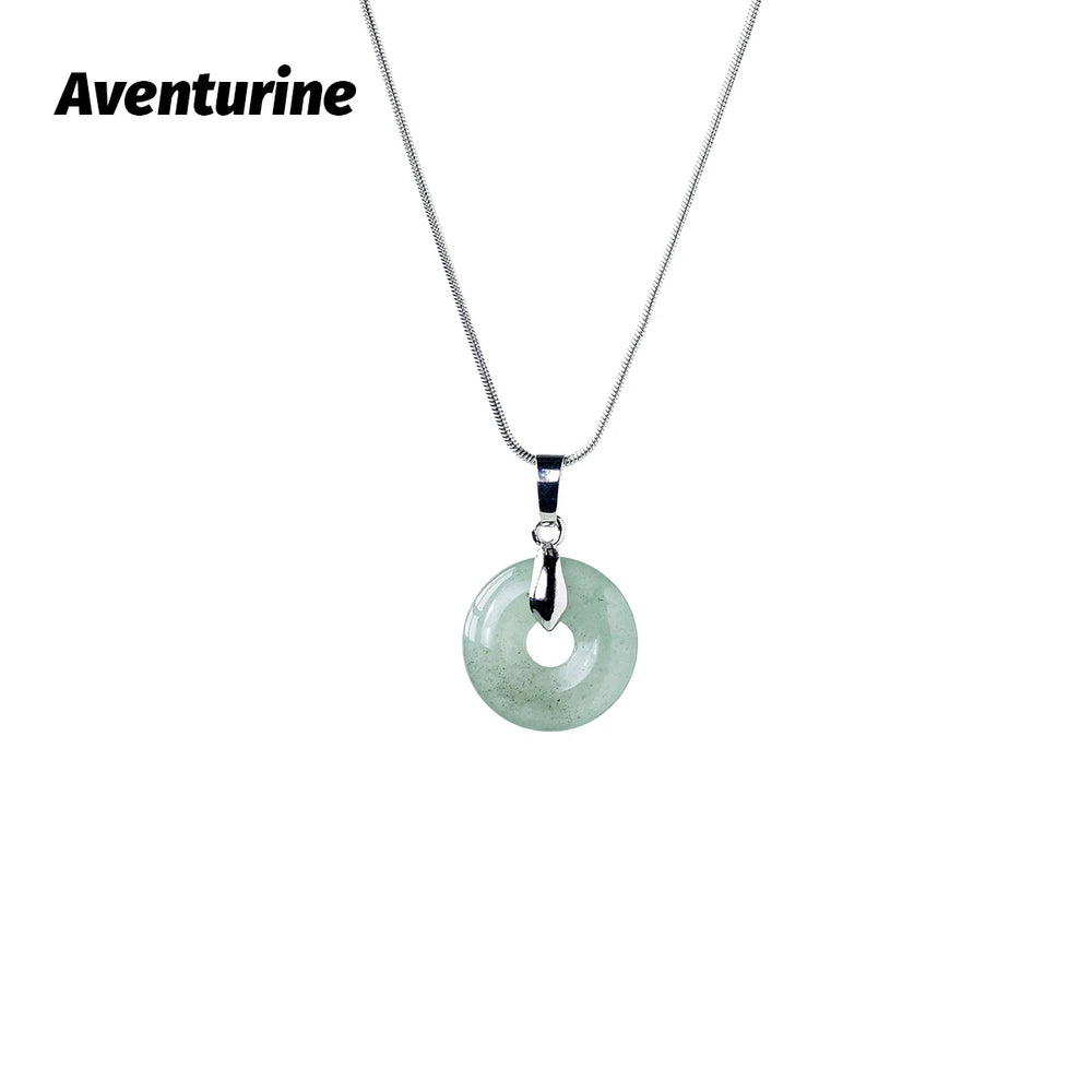 1PC Natural crystal donut Simple Round Big Hole Crystal Lucky Necklace Pendant Jewelry Women Gifts Healing Crystals DIY Jewelry