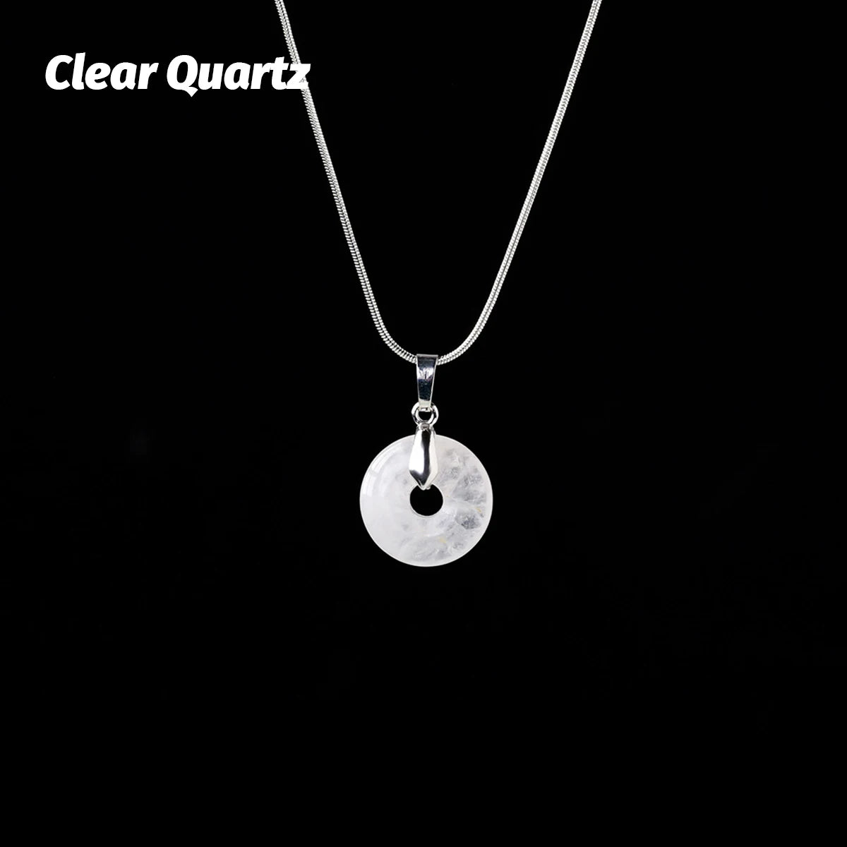 1PC Natural crystal donut Simple Round Big Hole Crystal Lucky Necklace Pendant Jewelry Women Gifts Healing Crystals DIY Jewelry