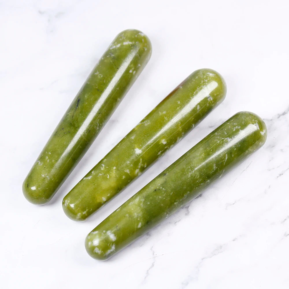 1PC good Quality Natural Green jade xiuyu Wands Gemstone Crafts Pleasure Wand Body Hand Massage Wood Magic Stone Ornament Gifts