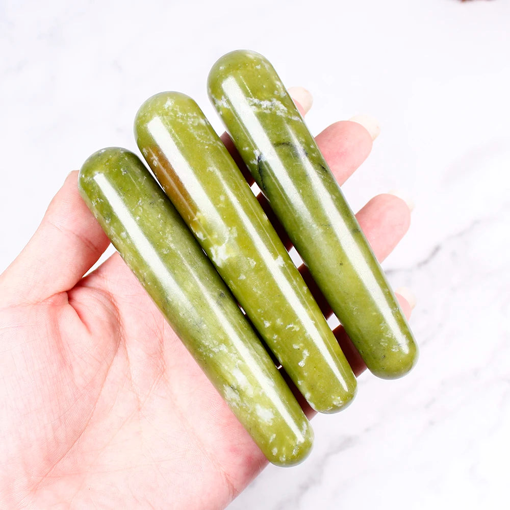 1PC good Quality Natural Green jade xiuyu Wands Gemstone Crafts Pleasure Wand Body Hand Massage Wood Magic Stone Ornament Gifts