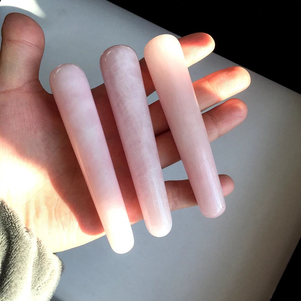 1PC good Quality Natural Rose Quartz Yoni Wands Gemstone Crafts Pleasure Wand Body Hand Massage Wood Magic Stone Ornament Gifts