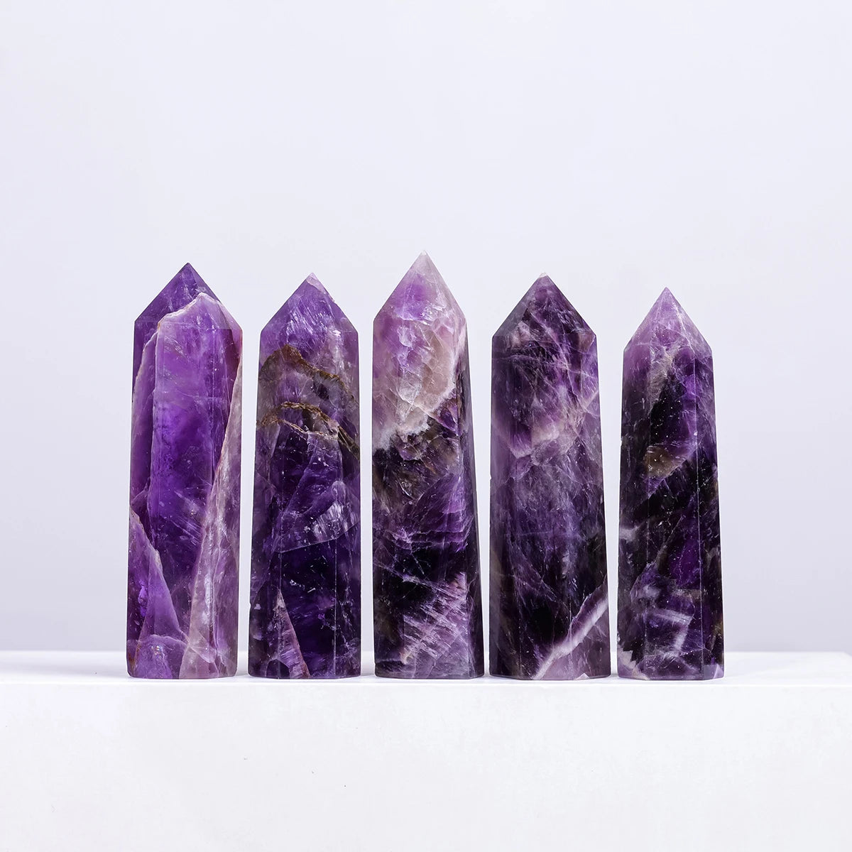 1PCS Dream Amethyst Natural Crystal Towers Healing Crystal Wand / 6 Faceted Chakra Crystal Point Reiki Meditation Therapy