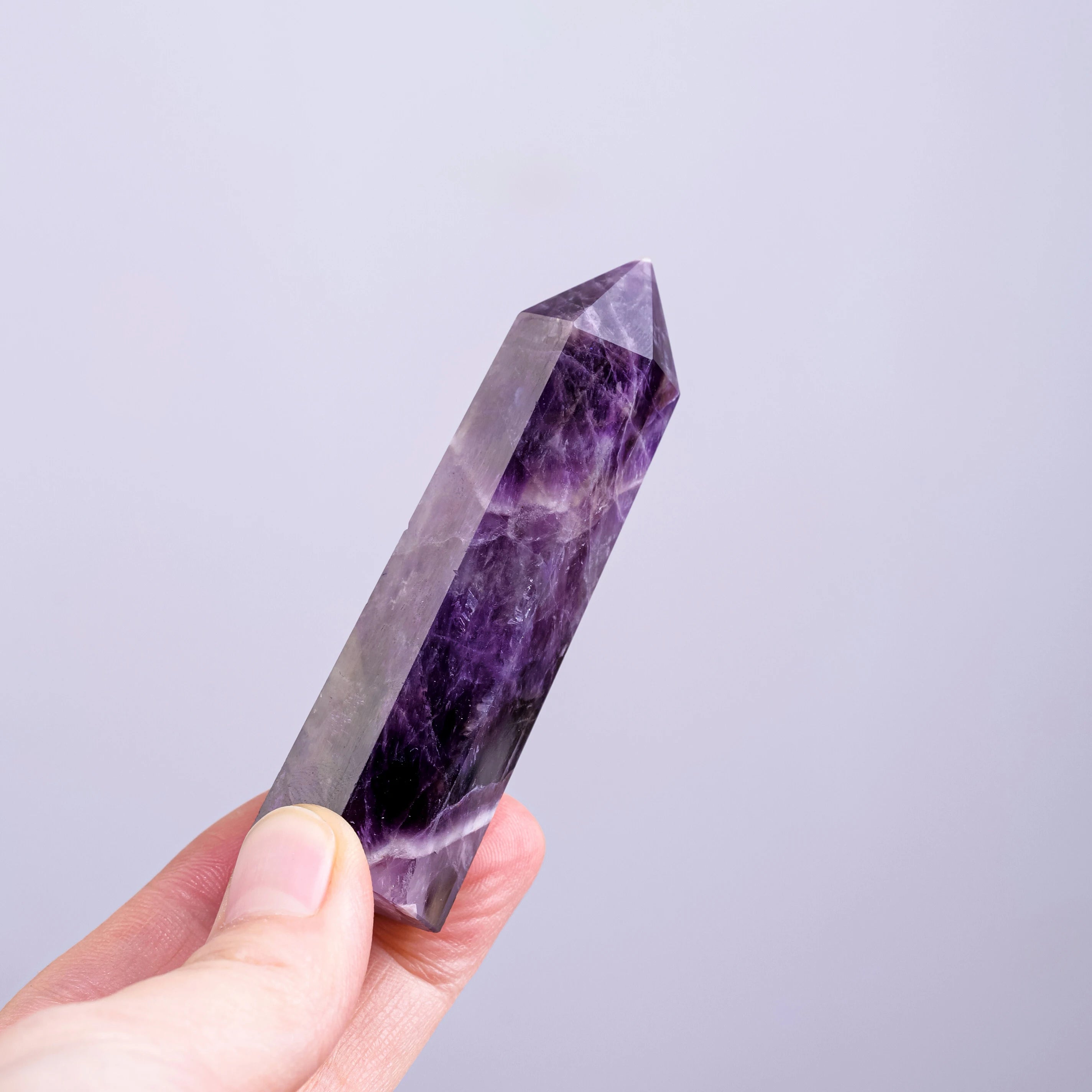 1PCS Dream Amethyst Natural Crystal Towers Healing Crystal Wand / 6 Faceted Chakra Crystal Point Reiki Meditation Therapy