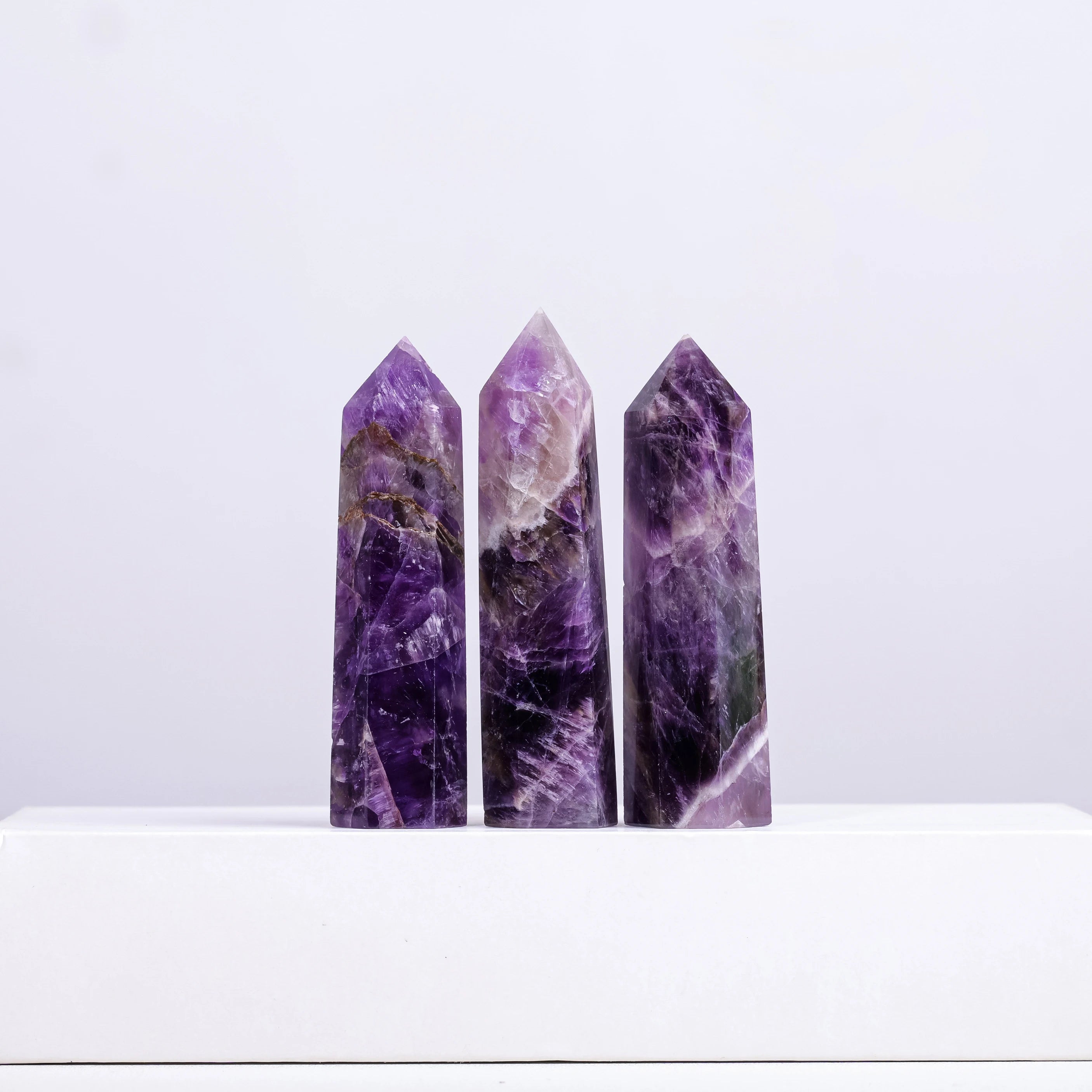 1PCS Dream Amethyst Natural Crystal Towers Healing Crystal Wand / 6 Faceted Chakra Crystal Point Reiki Meditation Therapy