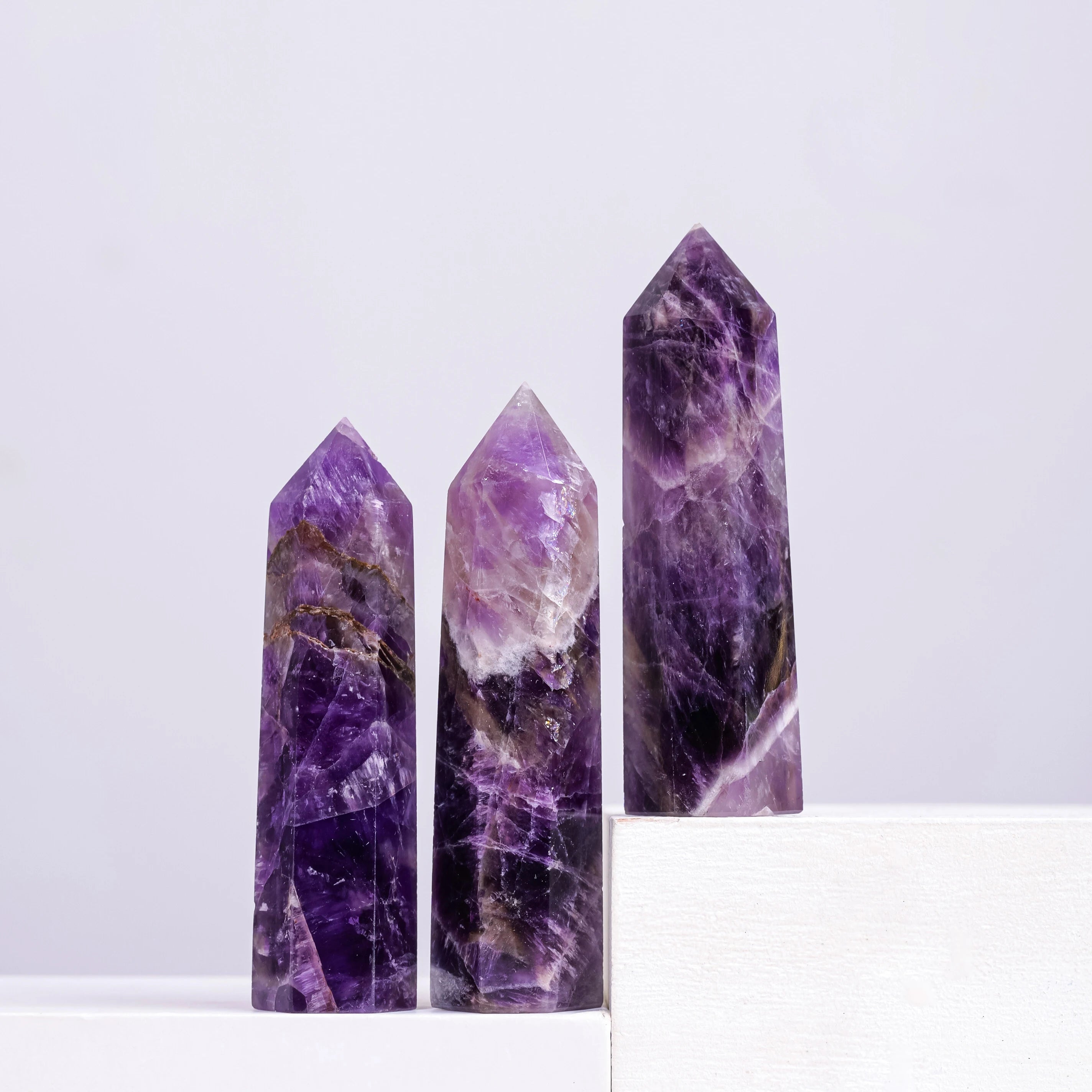 1PCS Dream Amethyst Natural Crystal Towers Healing Crystal Wand / 6 Faceted Chakra Crystal Point Reiki Meditation Therapy