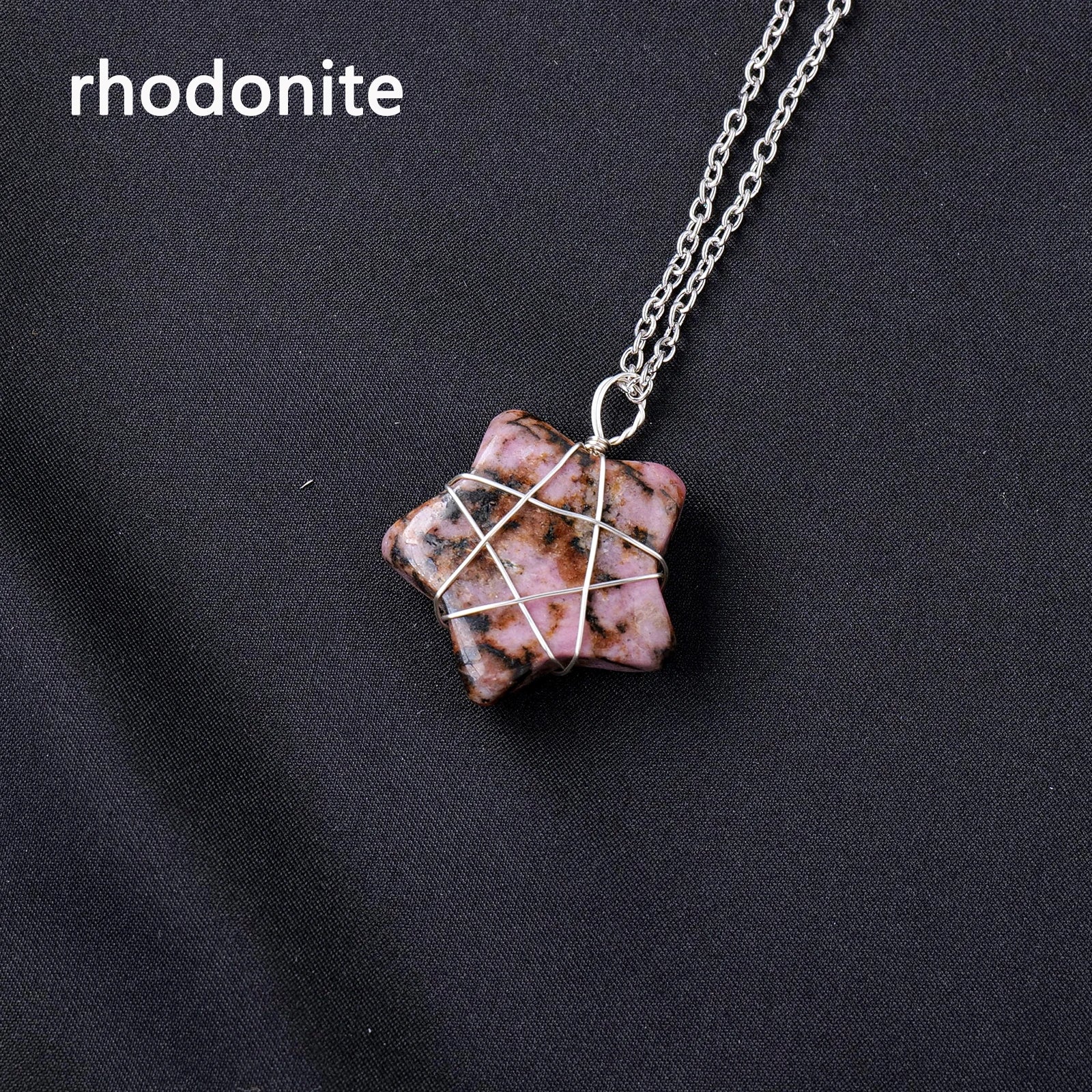 1Pc Natural Crystal Pentagram Pendant Pink Crystal Amethyst Necklace Healing Gem Jewelry Birthday Gift