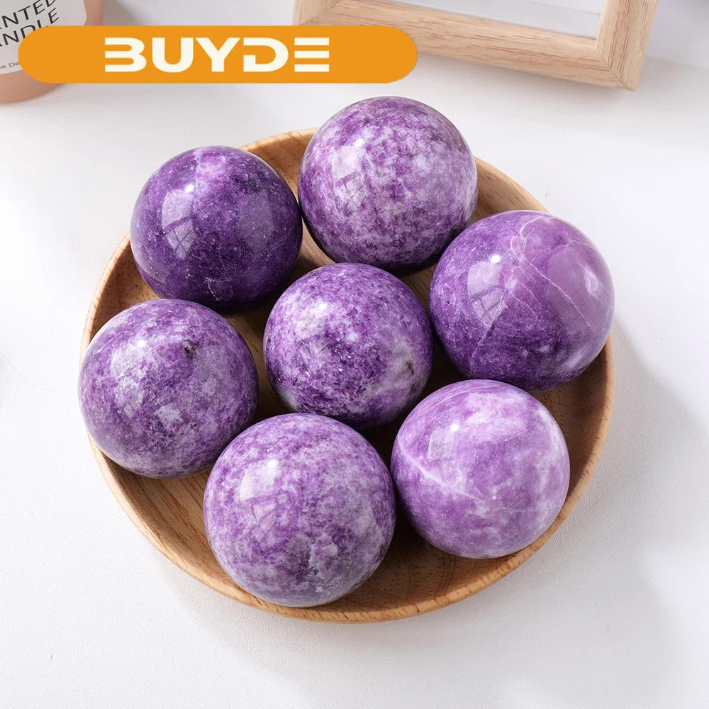 1PC Natural Lepidolite Crystal Ball Purple Quartz Healing Sphere Collection Specimen FengShui Home Decor