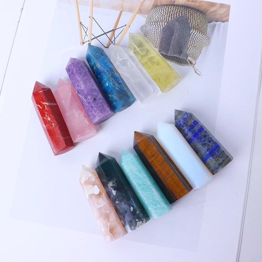 1kg Natural Crystal Tower Energy Rose Quartz Column 5-10cm Amethyst Gem Magic Stick Wholesale Health Decoration