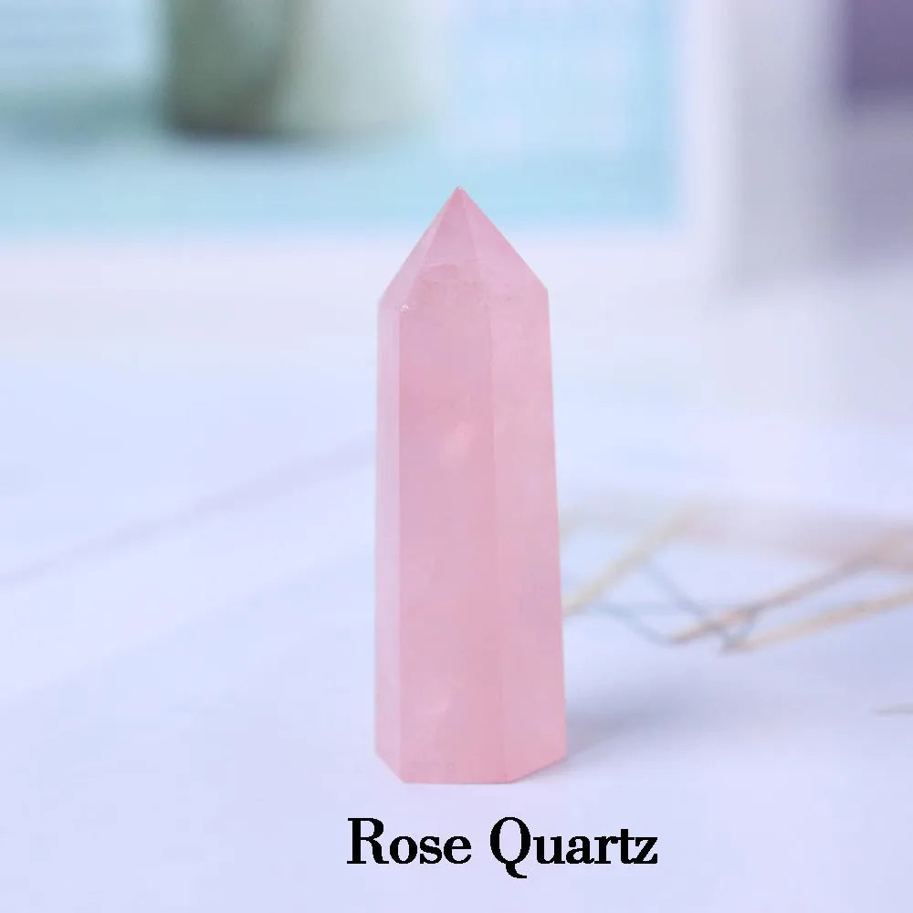 1kg Natural Crystal Tower Energy Rose Quartz Column 5-10cm Amethyst Gem Magic Stick Wholesale Health Decoration