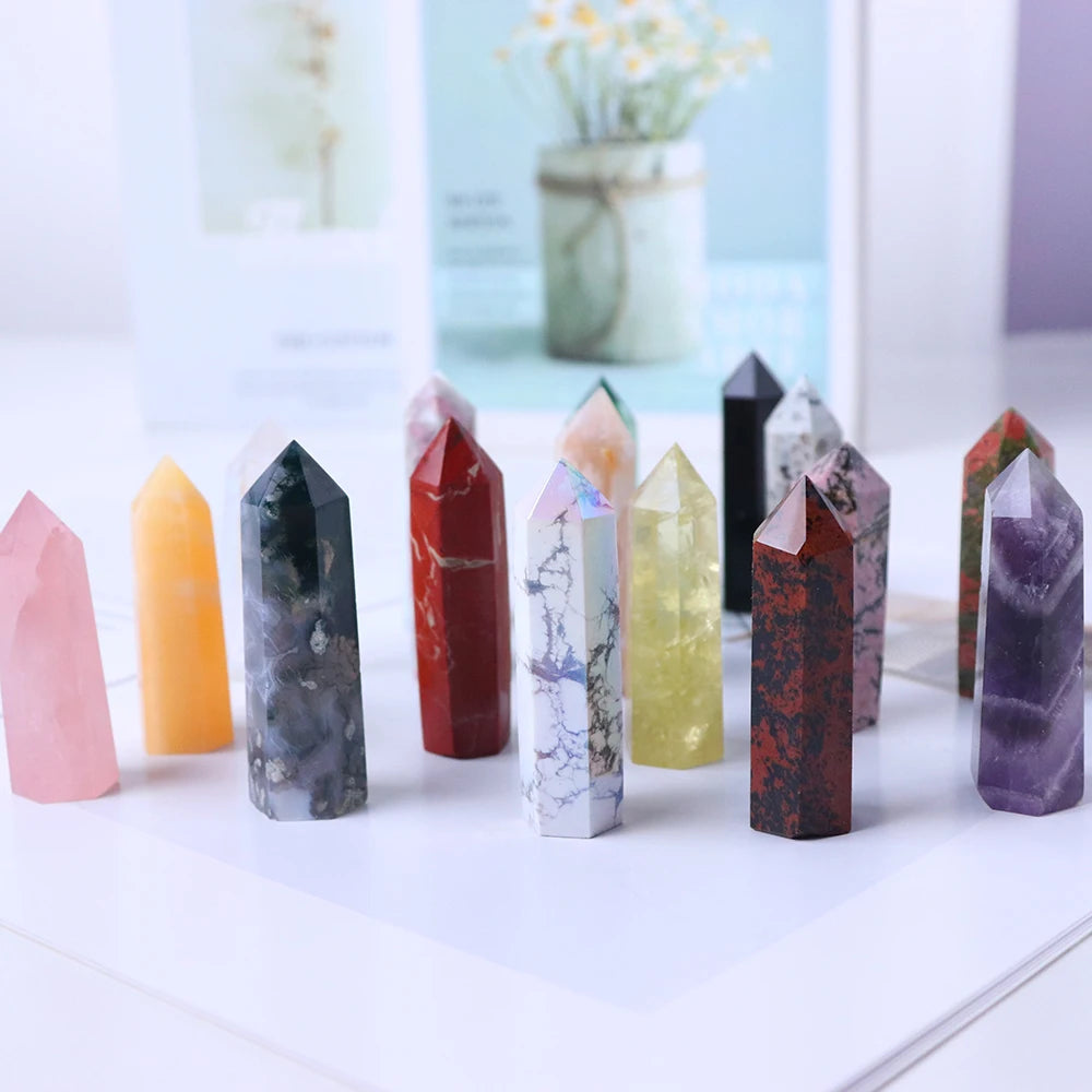 1kg Natural Crystal Tower Energy Rose Quartz Column 5-10cm Amethyst Gem Magic Stick Wholesale Health Decoration