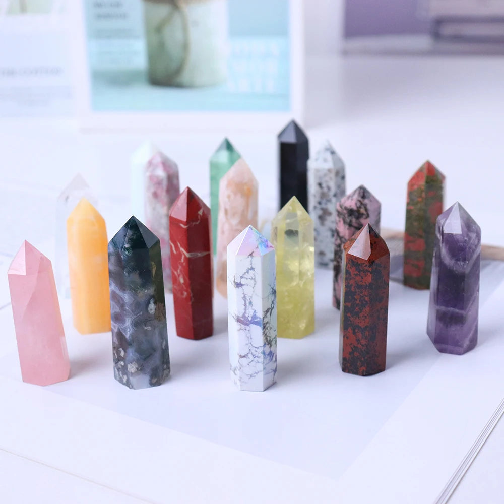 1kg Natural Crystal Tower Energy Rose Quartz Column 5-10cm Amethyst Gem Magic Stick Wholesale Health Decoration