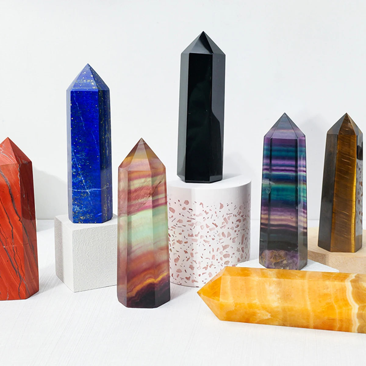 1pc 12x3.5cm Natural Crystal Point Hand Polished Magic Wand Crystal Tower For Home Furnishing Decoration