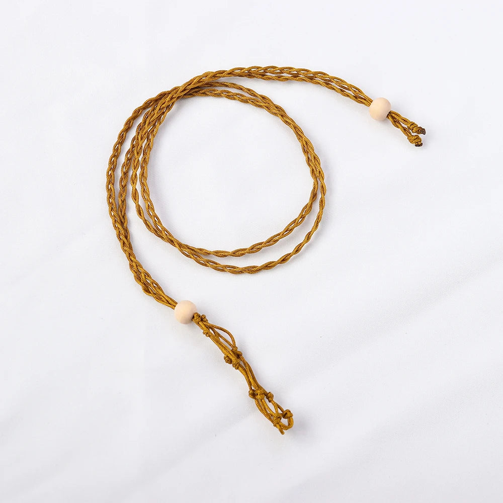 1pc Adjustable Length Pendant Wooden Beads Net Bag Cord Empty Stone Holder Necklace Crystal Raw Stone Wax Rope DIY Pendant