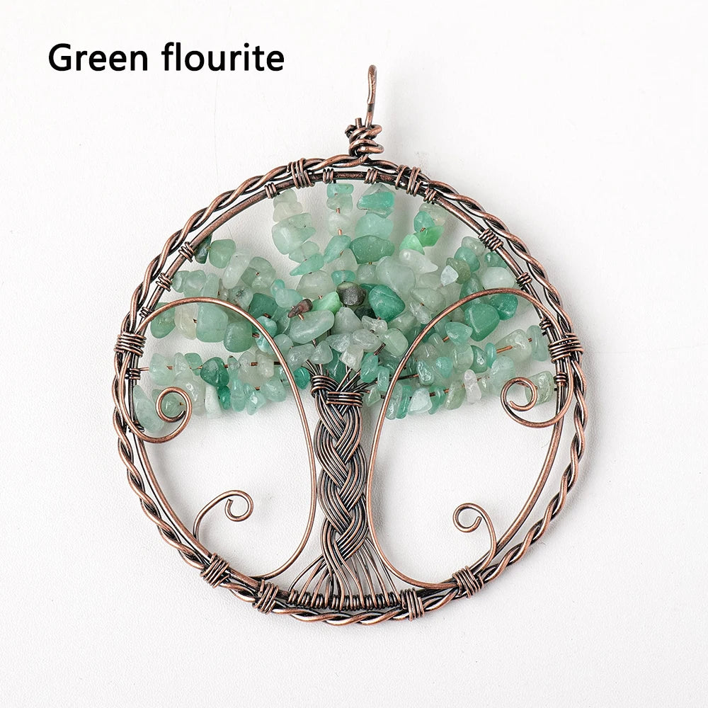 1pc Big Size Natural Crystal Crushed Stone Chakras Life Tree Pendant Fashion Necklace Pendant Accessories