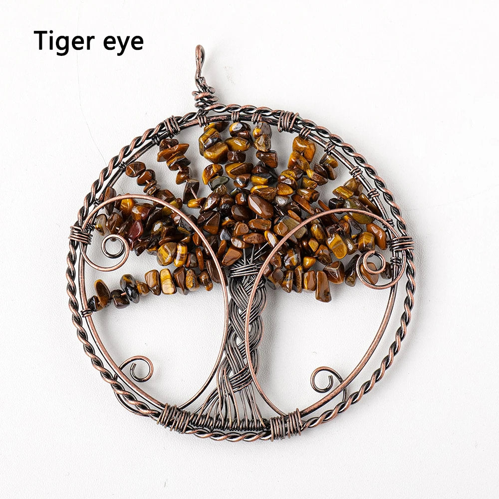 1pc Big Size Natural Crystal Crushed Stone Chakras Life Tree Pendant Fashion Necklace Pendant Accessories