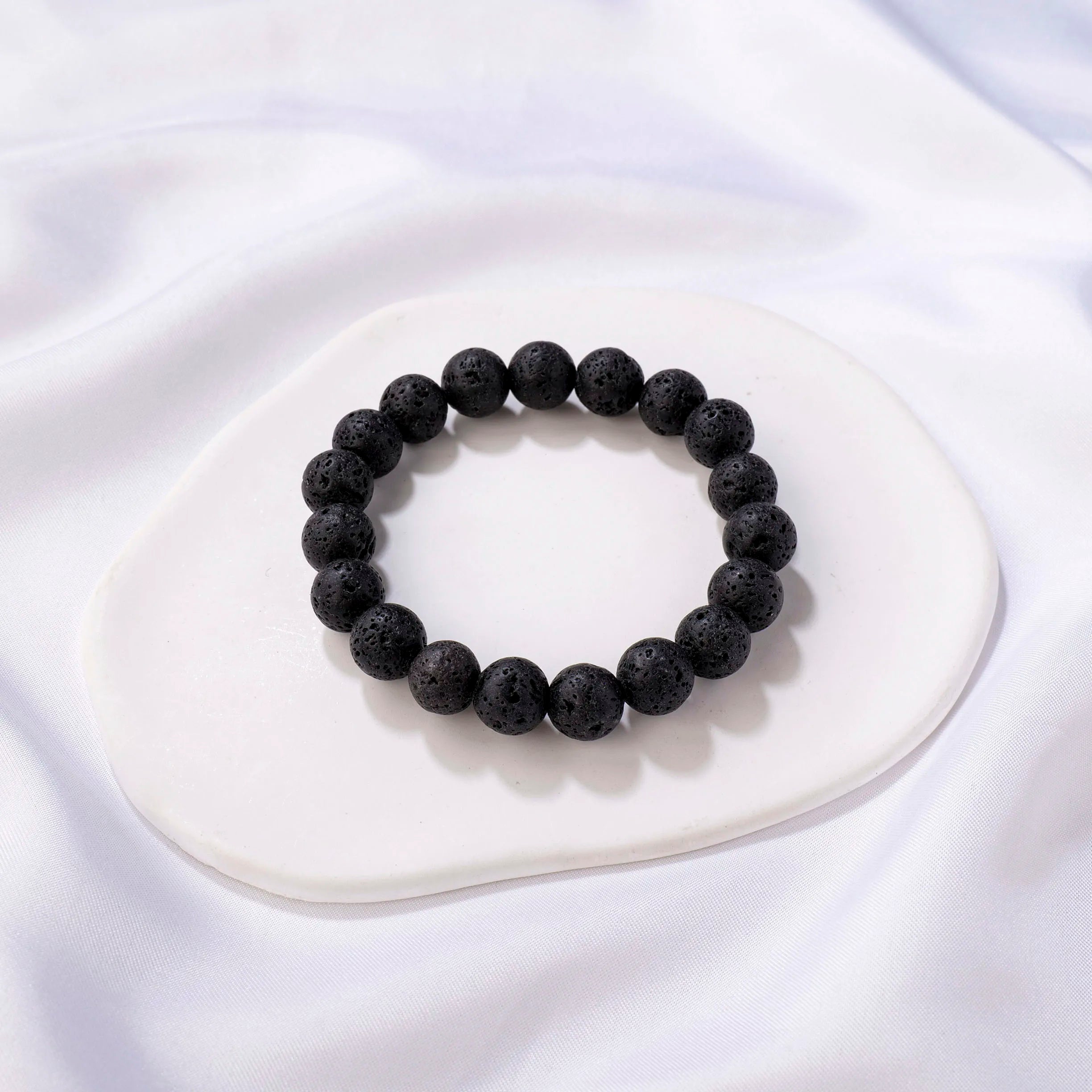 1pc Charm Bracelet 8/10mm Natural Volcanic Stone Bracelet Wrist Bracelet Men's And Women's Gift Jewelry