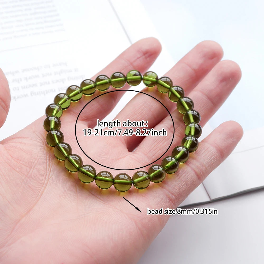 1pc Charm crystal Bracelet MOLDAVITE Bracelet Wrist Bracelet Men's And Women's Gift Jewelry