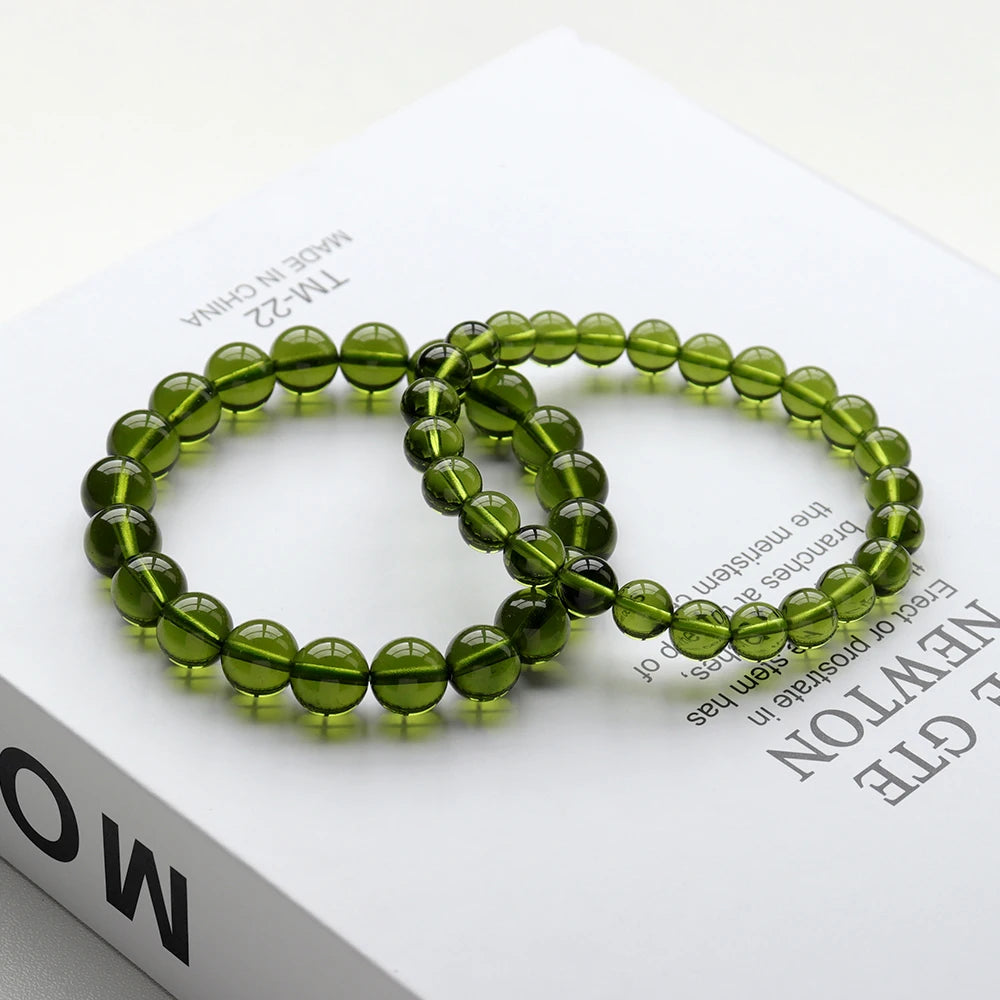 1pc Charm crystal Bracelet MOLDAVITE Bracelet Wrist Bracelet Men's And Women's Gift Jewelry