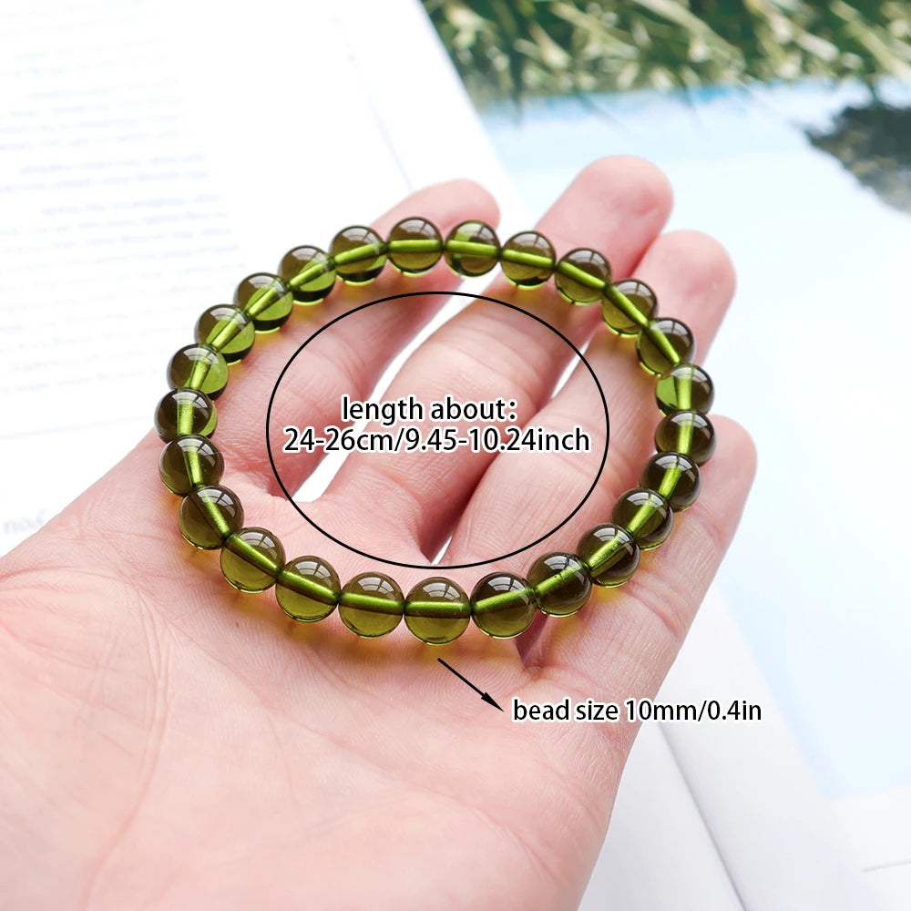 1pc Charm crystal Bracelet MOLDAVITE Bracelet Wrist Bracelet Men's And Women's Gift Jewelry