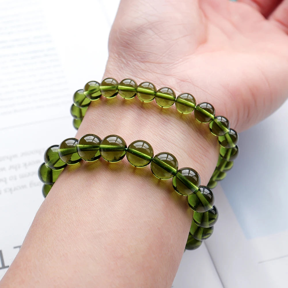 1pc Charm crystal Bracelet MOLDAVITE Bracelet Wrist Bracelet Men's And Women's Gift Jewelry