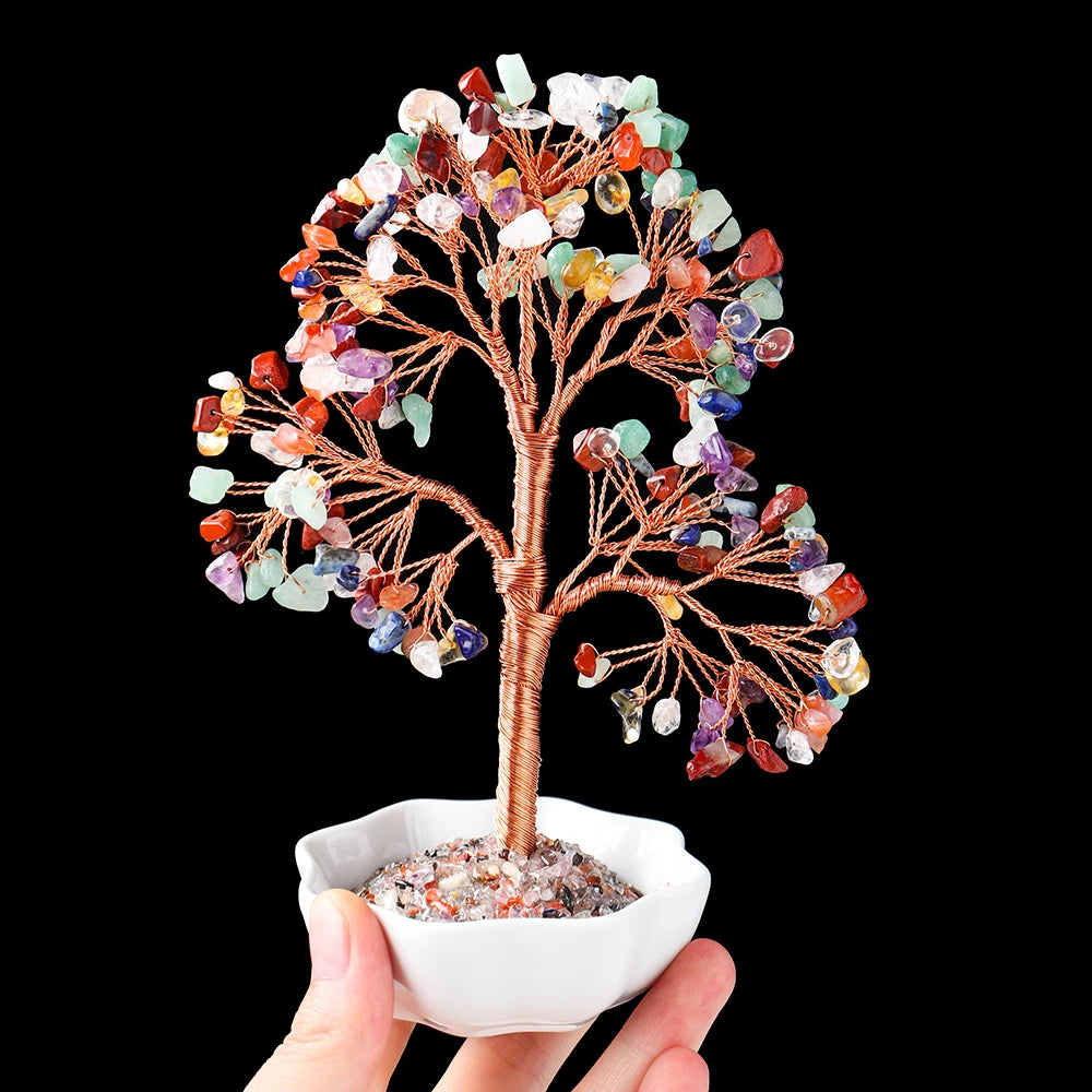 1pc Crystal Healthy Tree Natural Quartz Gravel Seven Chakras Health Tree Energy Gem Ornament Amethyst Decoration