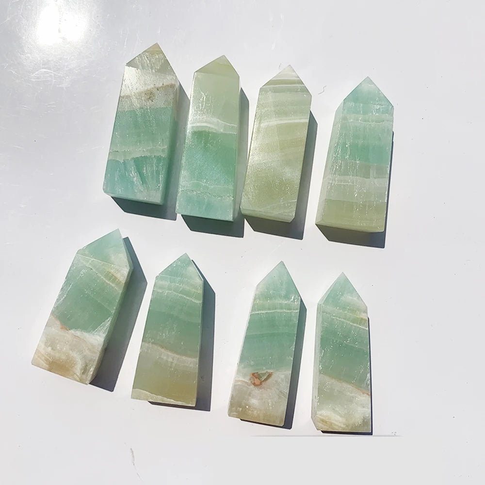 1pc Crystal Tower Natural Caribbean Calcite Four Prism Energy Quartz Magic Stick Health Decoration Gem Point