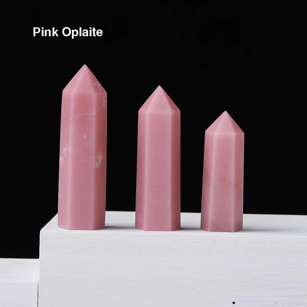 1pc Crystal Tower Point Wand Reiki Healing Stone Rose Quartz Amethyst Energy Ore Mineral Polished Crafts Home Decoration