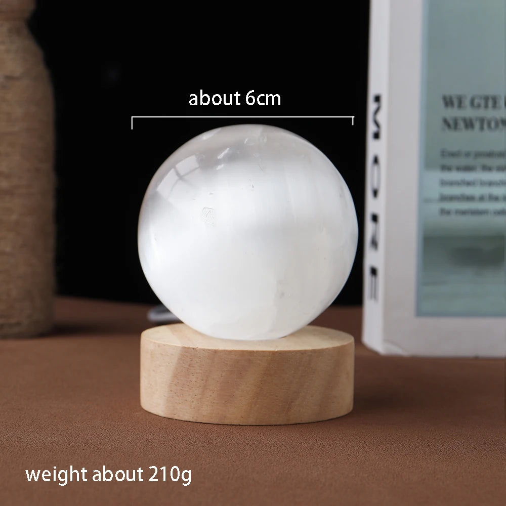 1pc Degaussing Energy Crystal Natural Selenite Ball Atmosphere Lamp USB Interface of Energy-Saving Decorative