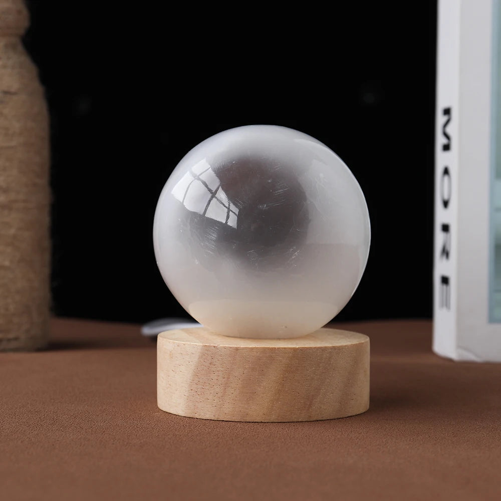 1pc Degaussing Energy Crystal Natural Selenite Ball Atmosphere Lamp USB Interface of Energy-Saving Decorative