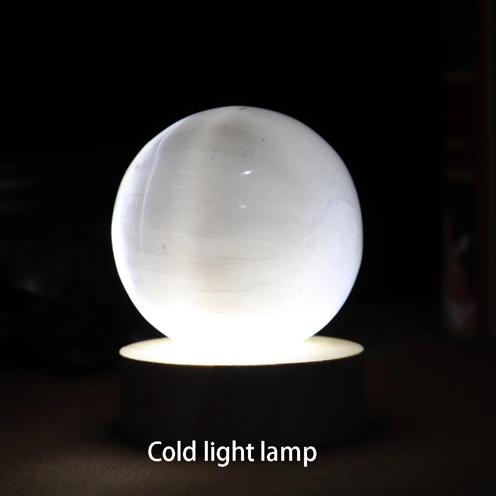 1pc Degaussing Energy Crystal Natural Selenite Ball Atmosphere Lamp USB Interface of Energy-Saving Decorative