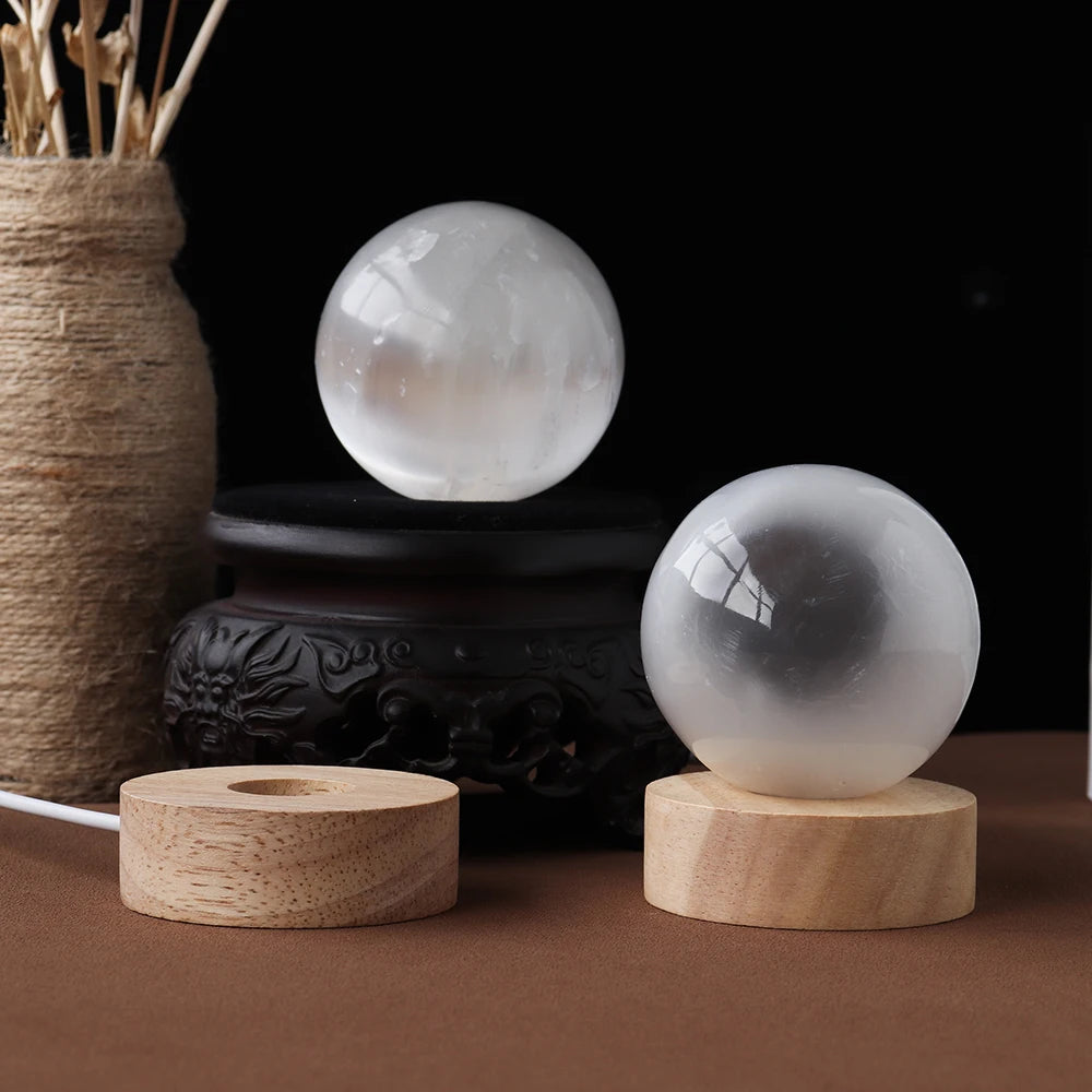 1pc Degaussing Energy Crystal Natural Selenite Ball Atmosphere Lamp USB Interface of Energy-Saving Decorative