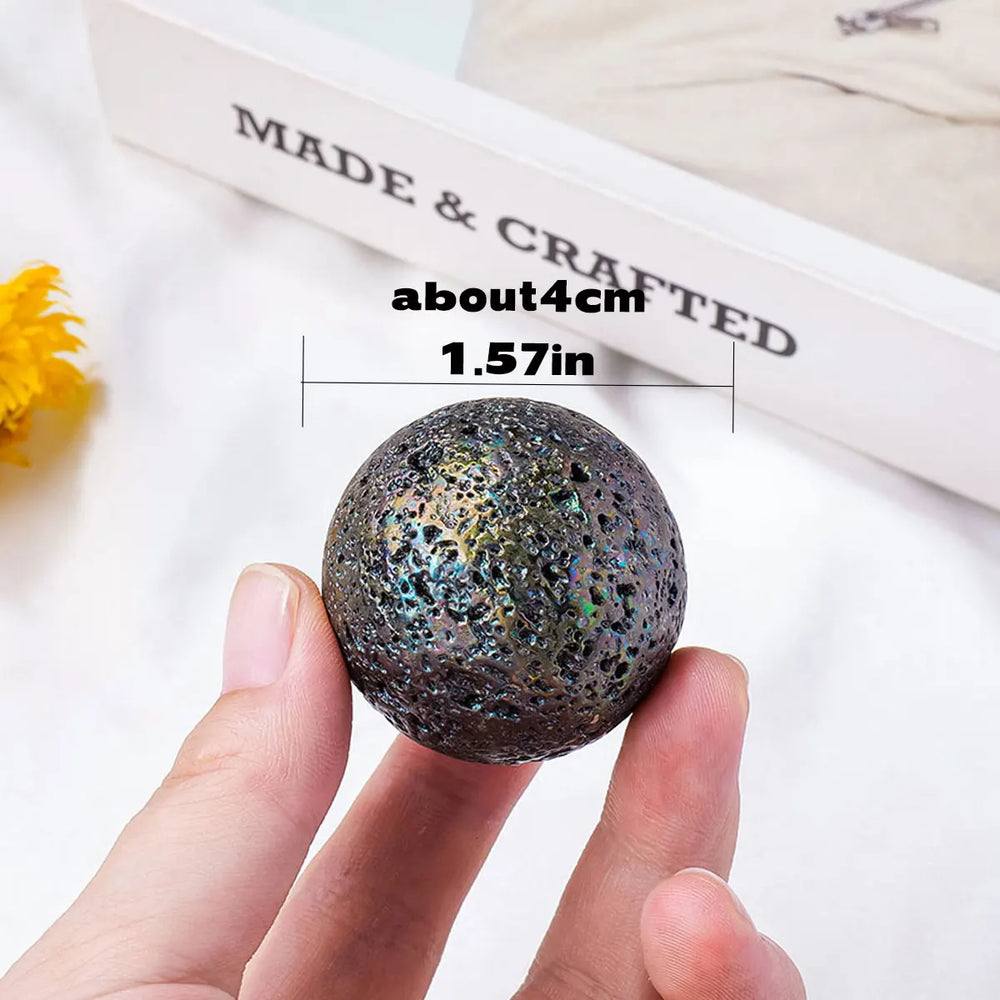 1pc Electroplate Gemstone Volcanic Rock Crystal Moon Sphere Lunar Home Decoration Ornaments Souvenirs Gift